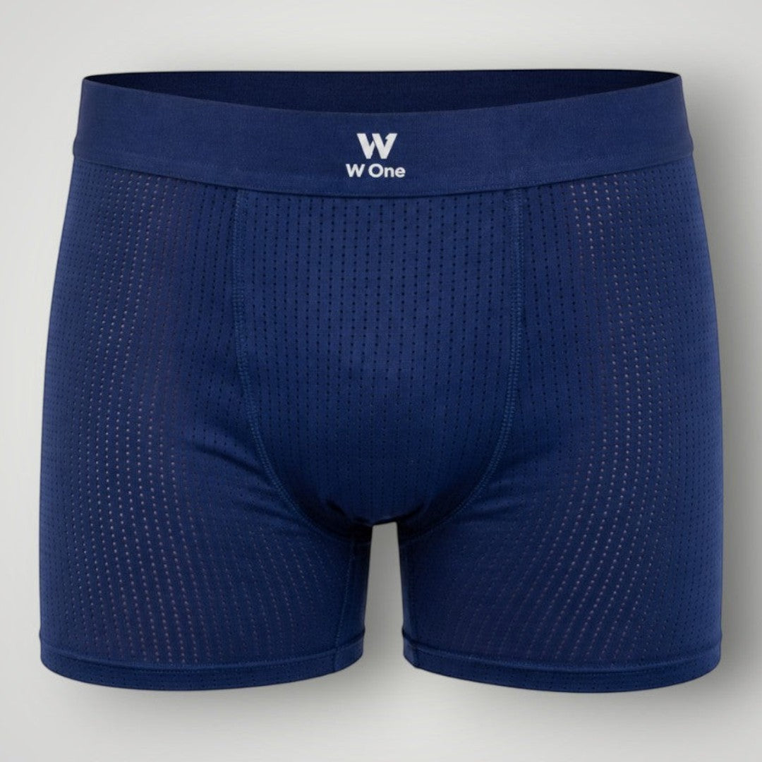 Cueca boxer W One Brand Store azul marinho em poliamida com tecnologia dry, tecido respirável e elástico