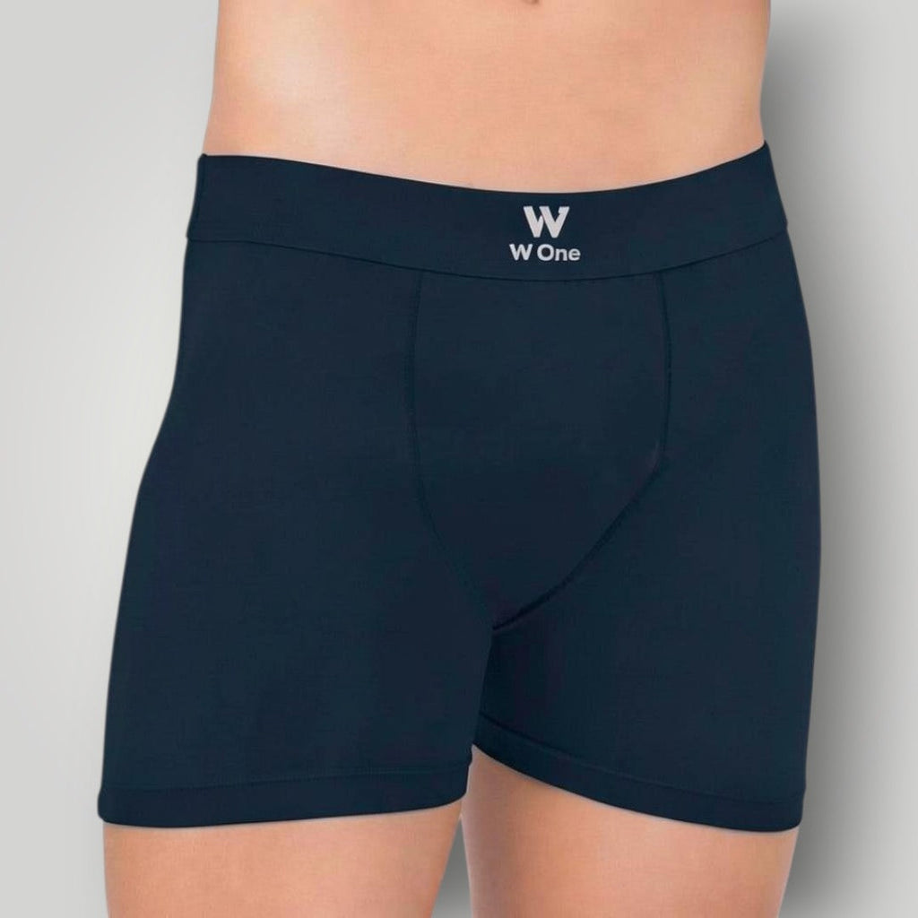 Cueca boxer azul marinho W One Brand Store em algodão com elastano e cós elástico com logo