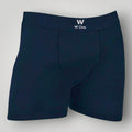 Cueca boxer azul marinho W One Brand Store em algodão com elastano, apresentando cós elástico com logo da marca.