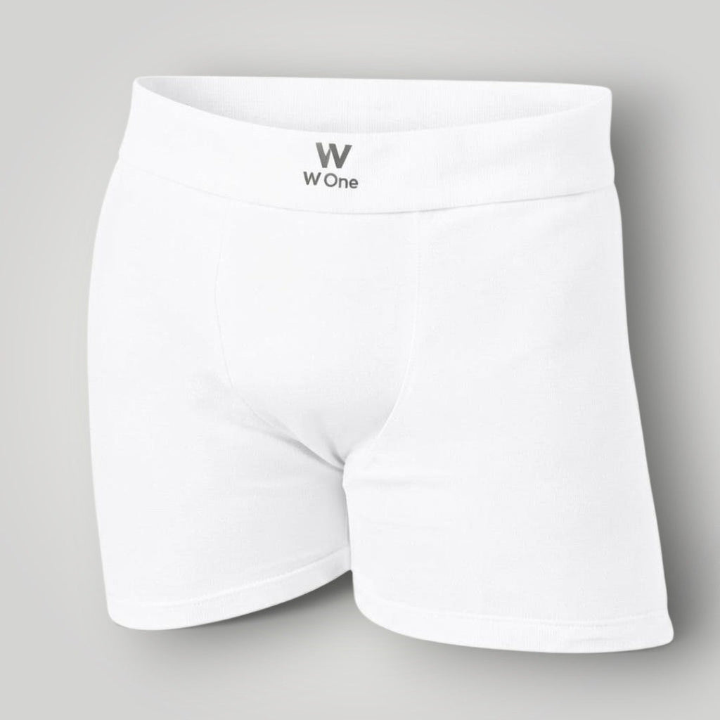 Cueca boxer branca W One Brand Store com tecnologia Thermo Dry, tecido respirável de algodão e cós elástico confortável.