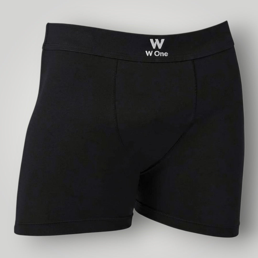 Cueca boxer preta W One Brand Store em algodão com elastano e cós elástico com logo