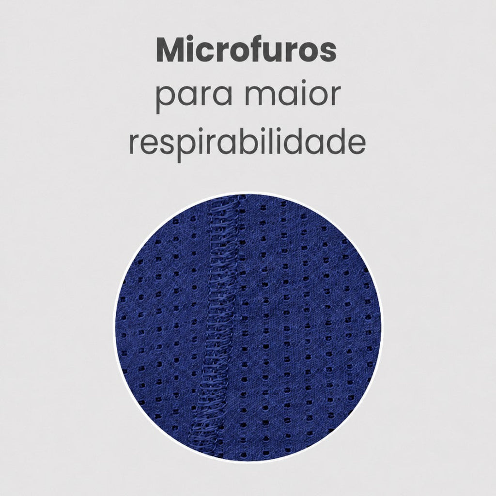 Detalhe do tecido azul marinho com microfuros da cueca W One Brand Store, destacando a tecnologia de respirabilidade.