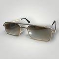 W One Brand Store gold metal aviator sunglasses with gradient brown lenses and UV400 protection.