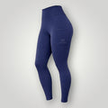 Legging W One Brand Store azul marinho com bolso lateral, tecido de alta compressão e ajuste confortável ao corpo.