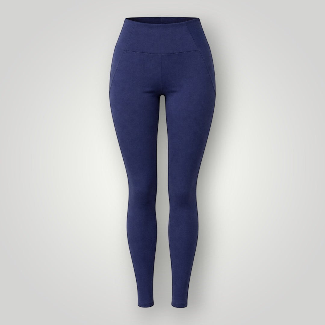 Legging W One Brand Store azul marinho em poliamida com bolso faca e proteção UV, ideal para atividades físicas.