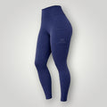 Legging W One Brand Store azul marinho em poliamida com bolso lateral e cintura alta para atividades físicas