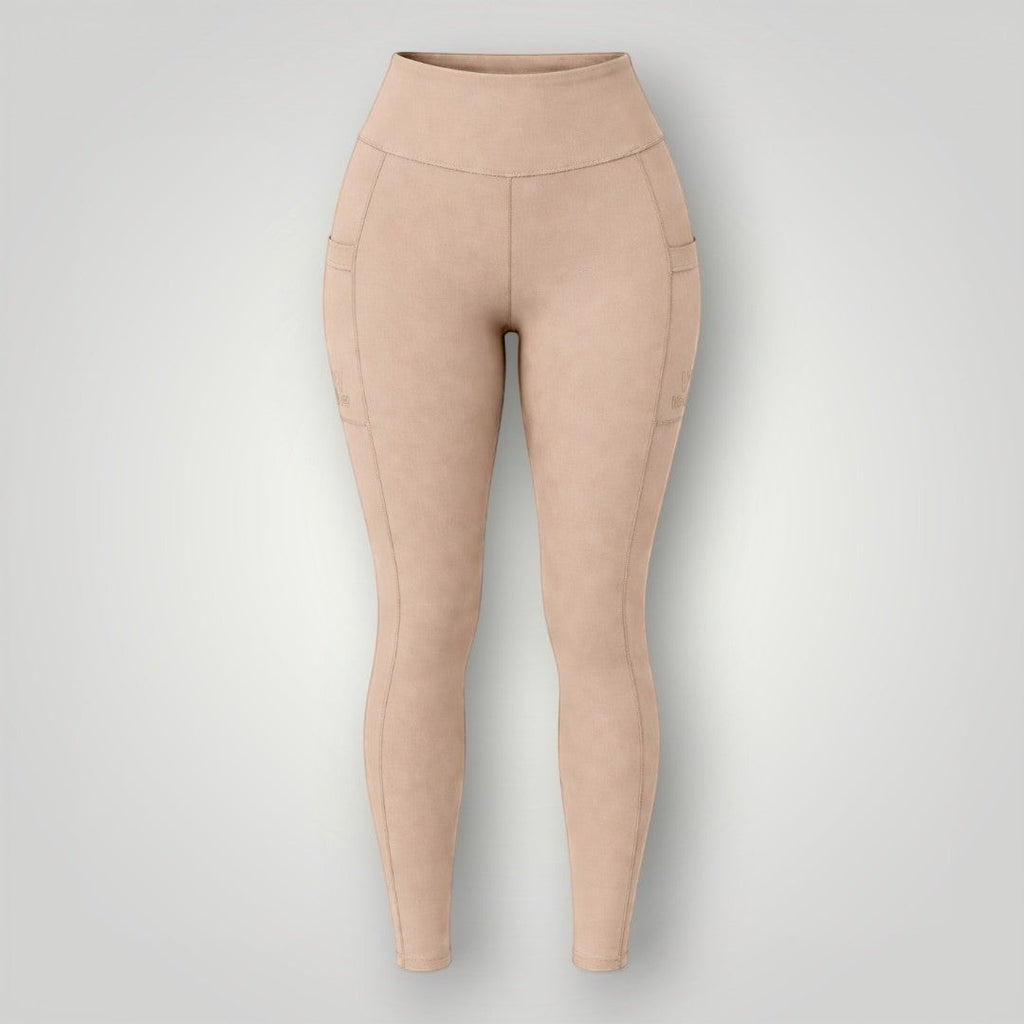 Legging W One Brand Store Move na cor canela com bolso lateral funcional, tecido respirável e alta compressão.