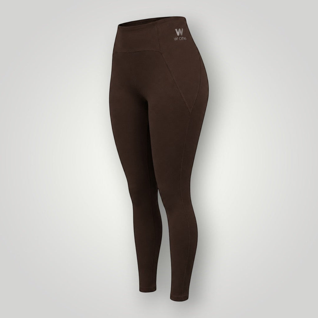 Legging W One Brand Store Performance Coffee marrom com bolso lateral funcional e tecido de alta compressão