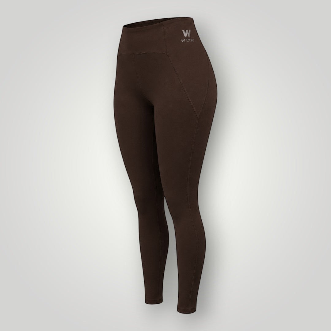 Legging W One Brand Store Performance Coffee marrom com bolso lateral funcional e tecido de alta compressão