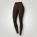 Legging W One Brand Store Flex Core na cor café com recortes modernos, tecido de alta compressão e toque macio.