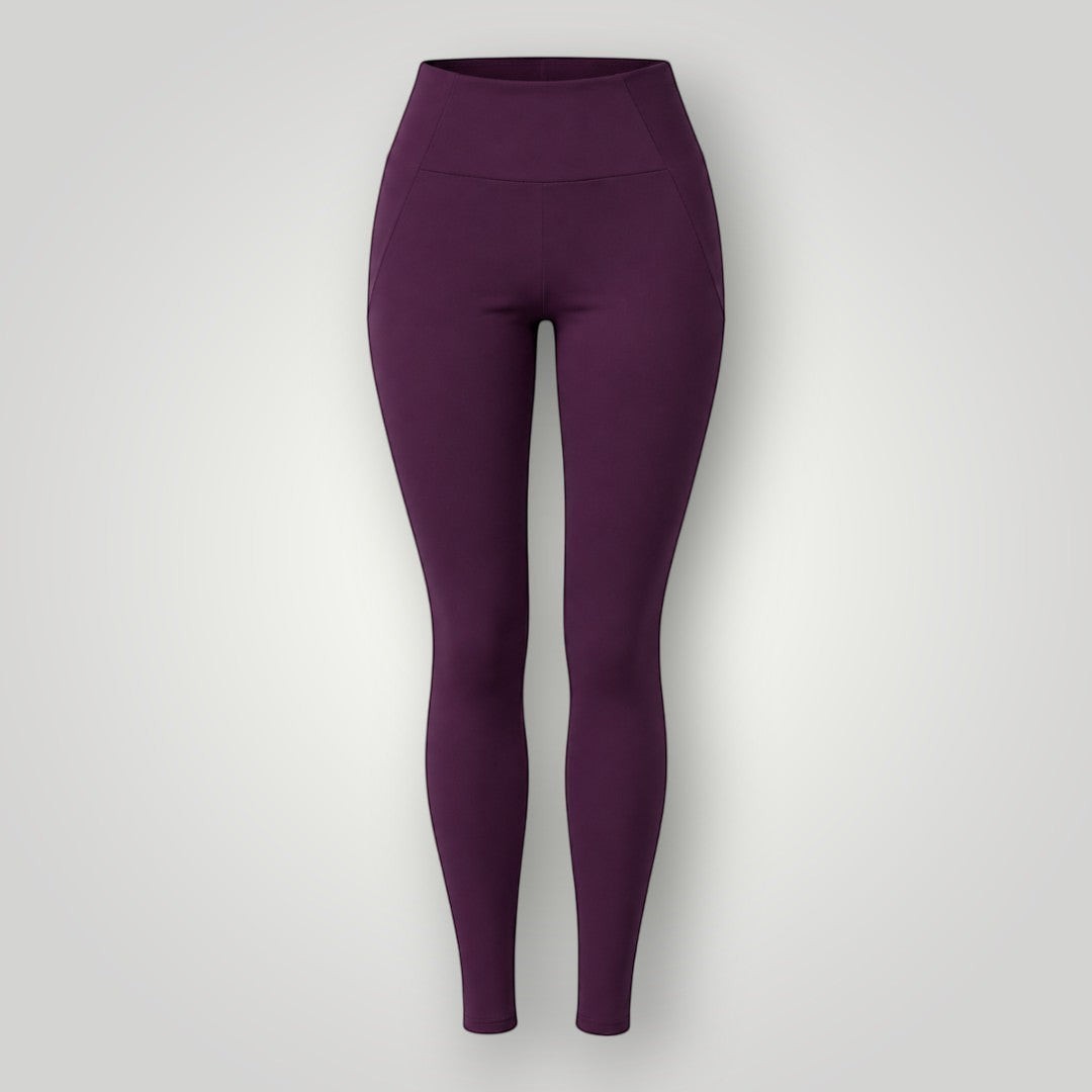 Legging W One Brand Store Performance na cor vinho com bolso V lateral, tecido de poliamida com média compressão.