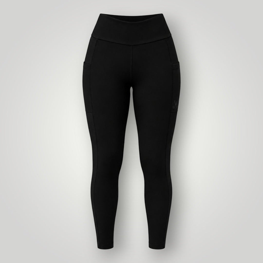 Legging W One Brand Store preta de média compressão com bolso lateral funcional e tecido respirável