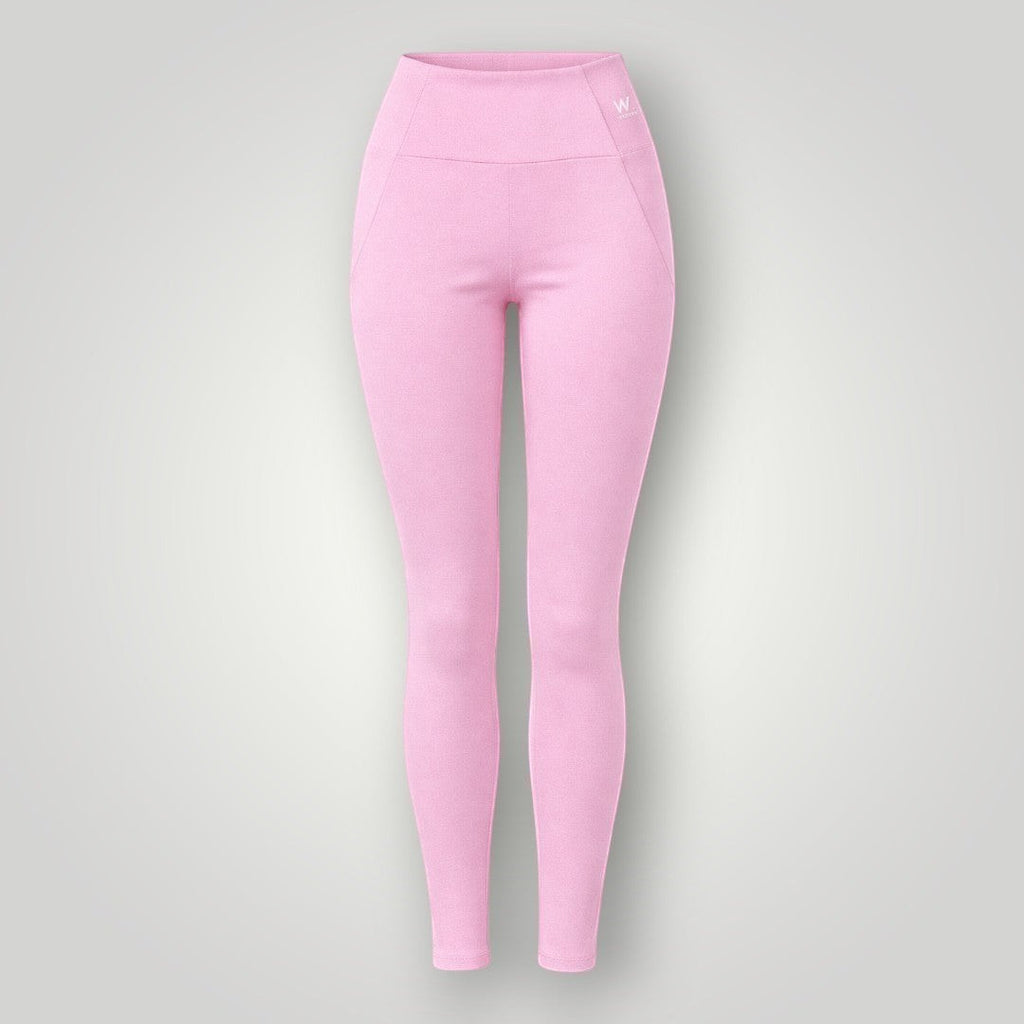 Legging W One Brand Store rosa balé com bolso V, tecido de poliamida com média compressão e proteção solar FPU 50+