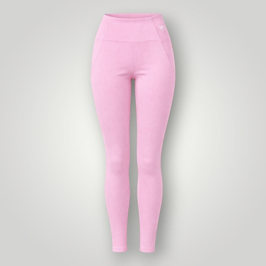Legging W One Brand Store rosa balé em poliamida com bolso faca, tecido macio e respirável para treinos fitness.