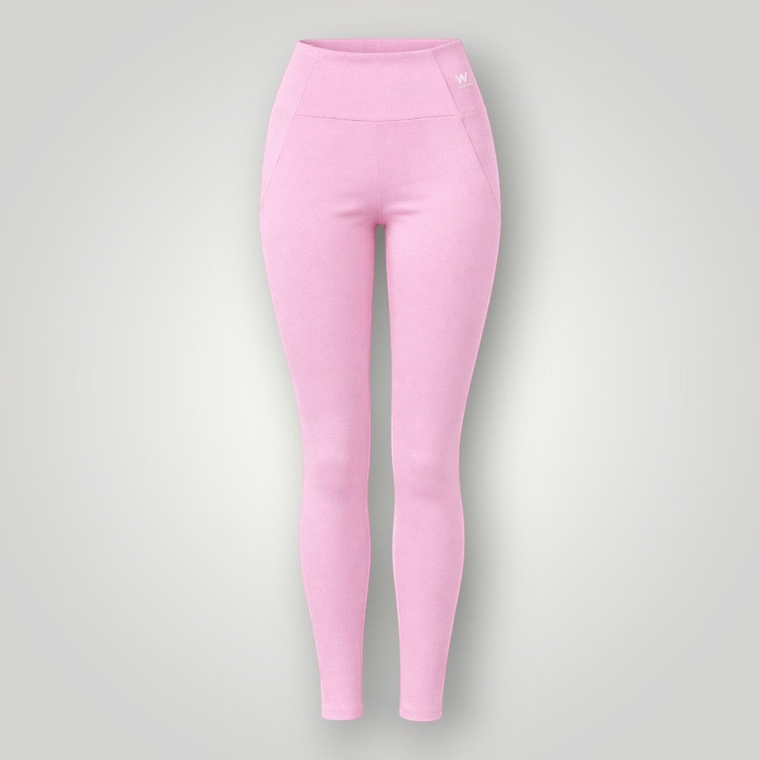Legging W One Brand Store rosa balé em poliamida com bolso faca, tecido macio e respirável para treinos fitness.
