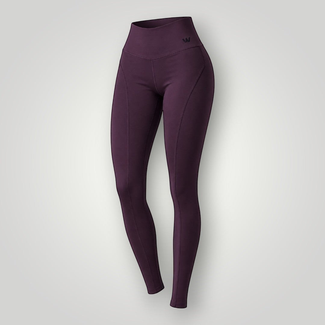 Legging W One Brand Store Flex Core na cor vinho com recortes modernos, tecido de poliamida e alta compressão.