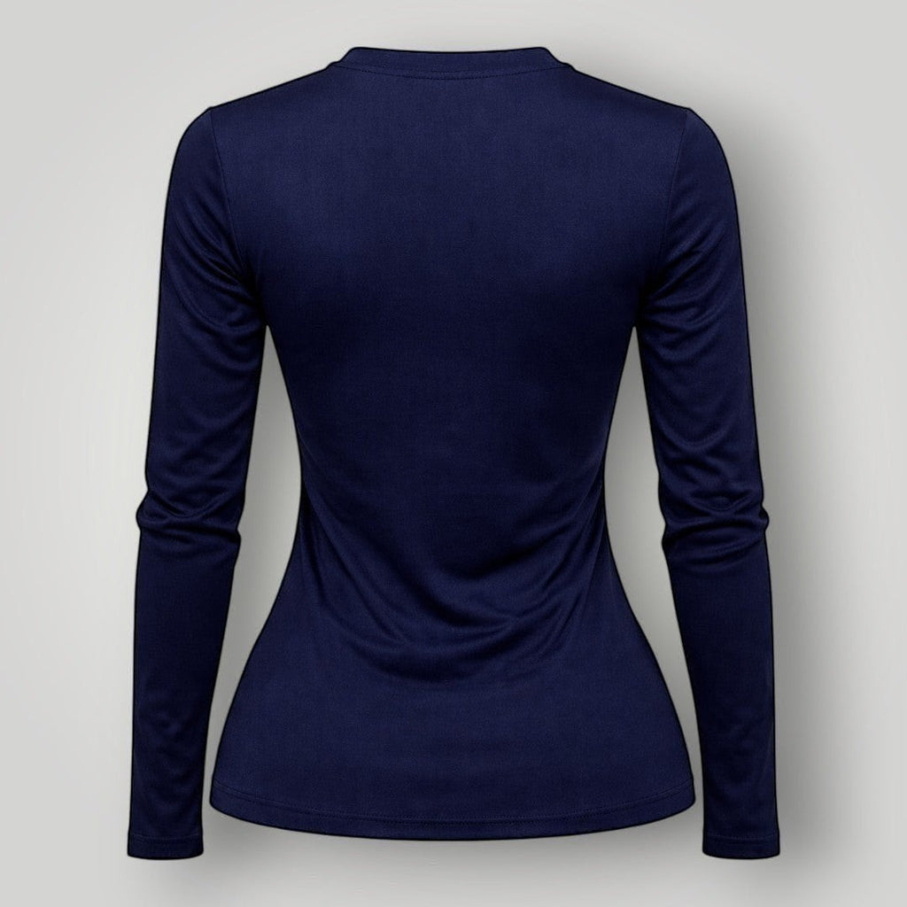 W One Brand Store navy blue long sleeve fitness t-shirt made of polyamide with sun protection.