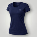 W One Brand Store navy blue polyamide fitness t-shirt with a subtle textured finish and a rounded neckline.