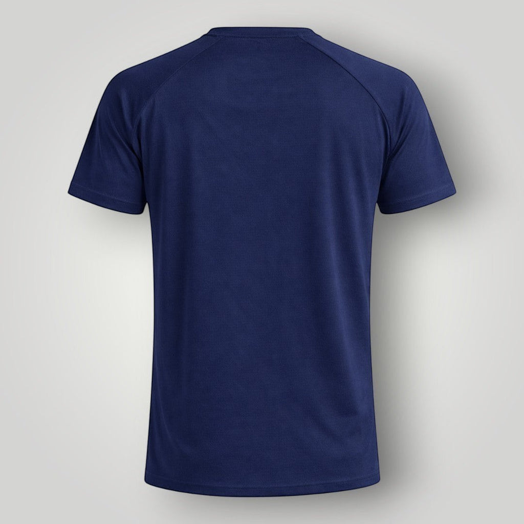 W One Brand Store navy blue polyamide t-shirt with raglan sleeves and straight cut, ideal for fitness.