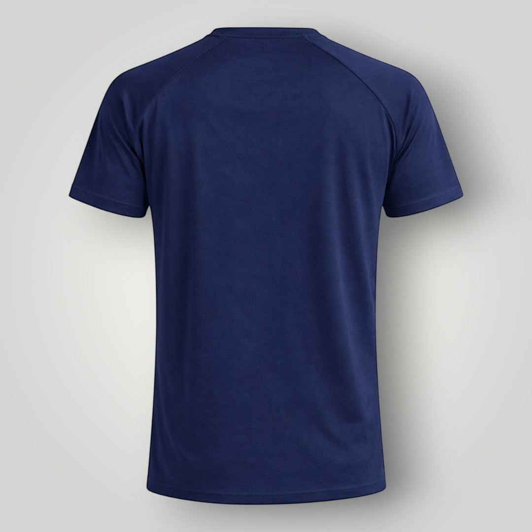 W One Brand Store navy blue polyamide t-shirt with raglan sleeves and straight cut, ideal for fitness.