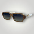 W One Brand Store rectangular nude and white acetate sunglasses with gradient lenses and subtle 'W' logo.
