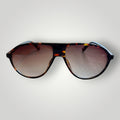 Óculos de sol aviador W One Brand Store com armação de acetato camuflado e lentes marrons degradê
