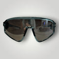 Óculos de Sol Esportivo Máscara Injetado Azul Transparente com Lentes Fumê Espelhadas vista frontal
