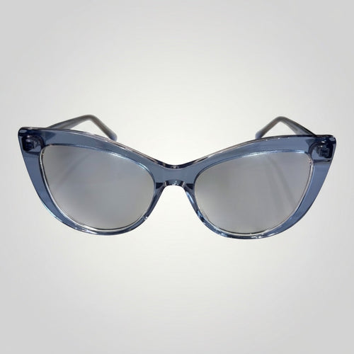 Armação de Óculos de Grau Gatinho em Acetato Azul Transparente vista frontal