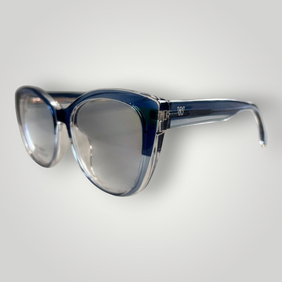 Óculos de grau W One Brand Store estilo gatinho em poliamida azul escuro e azul claro transparente
