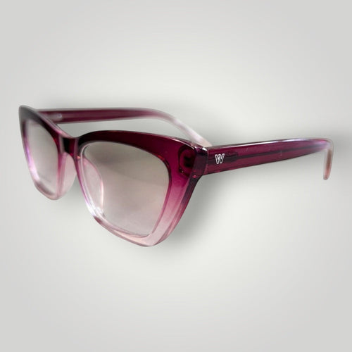 Armação de Óculos de Grau Gatinho Bicolor em Acetato Vinho com Rosa vista lateral