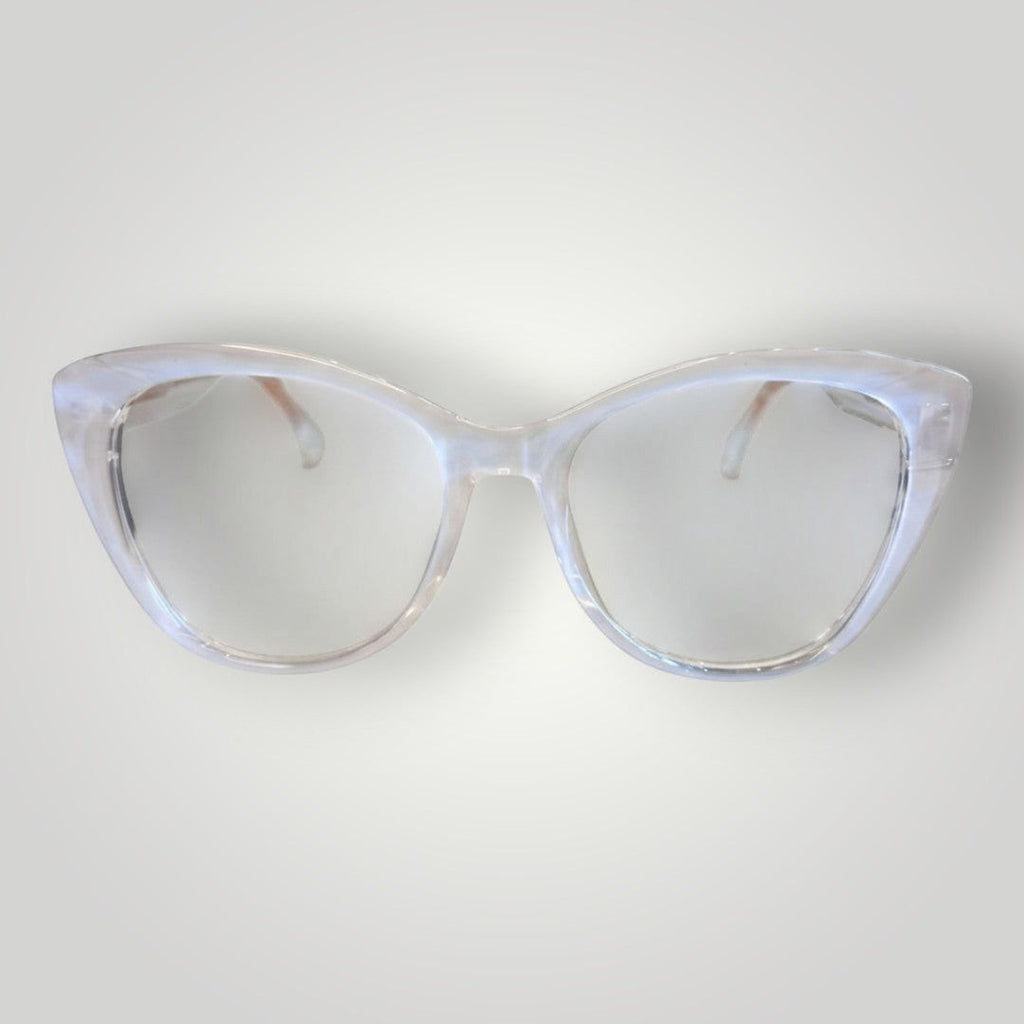 Armação de Óculos de Grau Gatinho em Poliamida Branco Transparente vista frontal