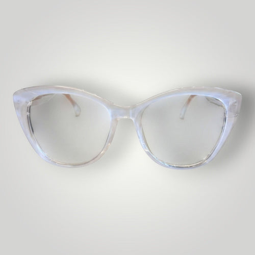 Armação de Óculos de Grau Gatinho em Poliamida Branco Transparente vista frontal