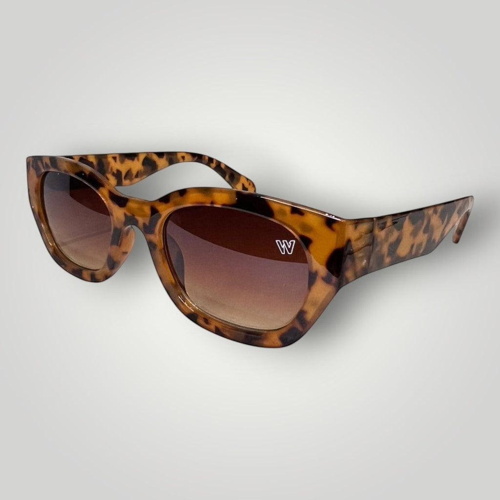 Óculos de Sol Gatinho em Acetato Camuflado Marrom com Lentes Marrons vista lateral
