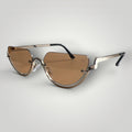 Óculos de Sol Gatinho com Lentes Marrons e Metal Dourado vista frontal