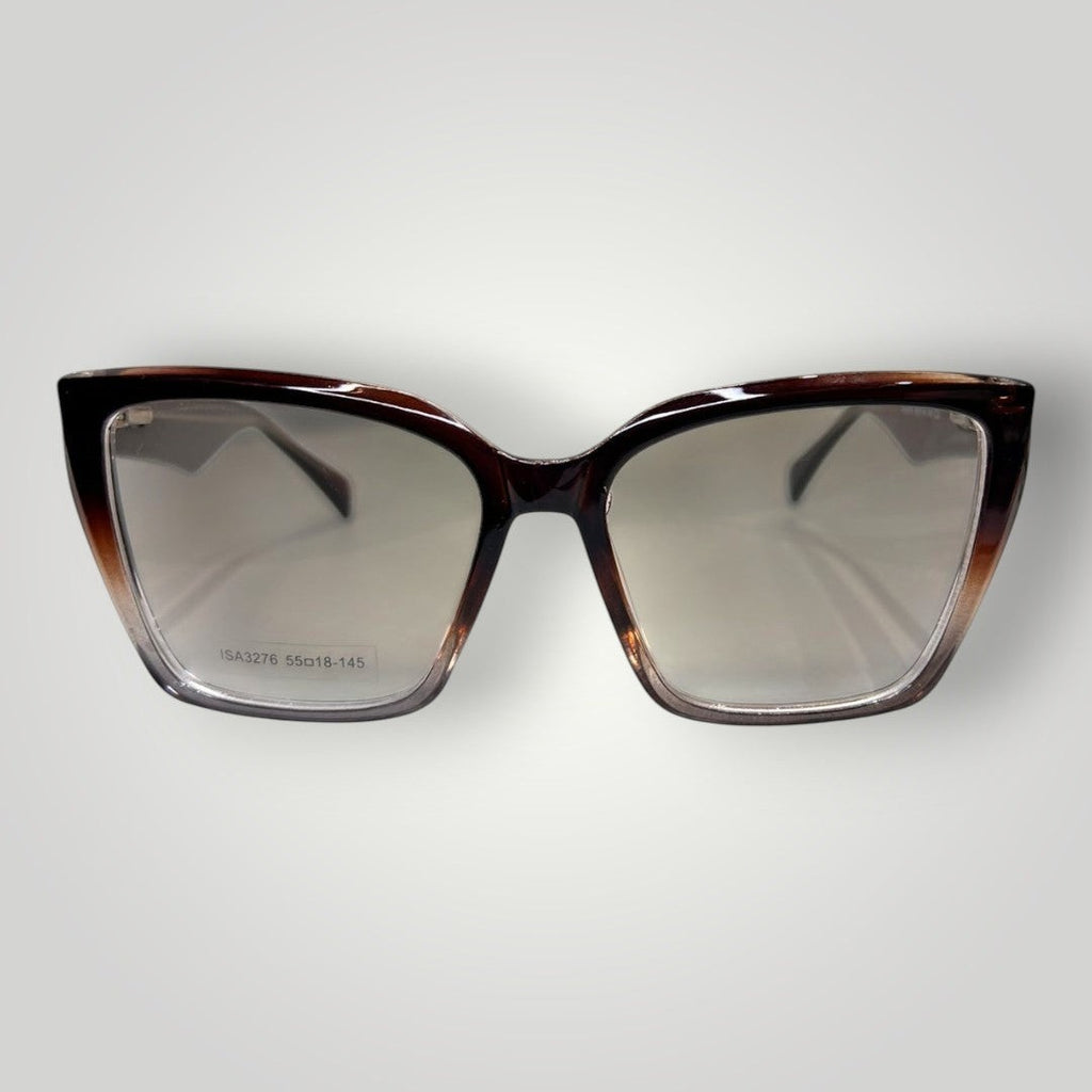 Armação de óculos de grau W One Brand Store gatinho maxi em acetato marrom com degradê, design moderno e elegante.