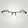 Armação de Óculos de Grau Retangular em Metal e Acetato Azul vista frontal
