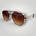 Óculos de Sol Modelo em Metal Rosé com Lentes Degradê Marrom vista frontal