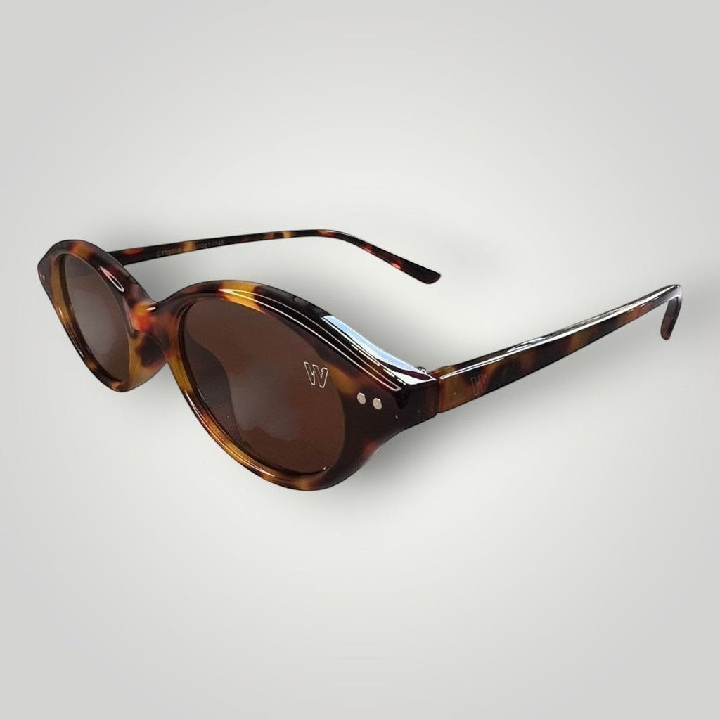 Óculos de Sol Oval em Acetato Marrom Camuflado com Lentes Marrom vista lateral