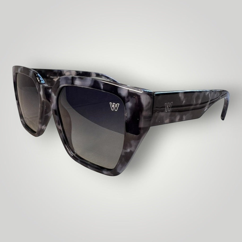 Óculos de sol W One Brand Store quadrado em acetato camuflado cinza com lentes degradê e proteção UV400