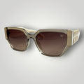 Óculos de Sol Quadrado Creme em Acetato com Lentes Marrons vista frontal