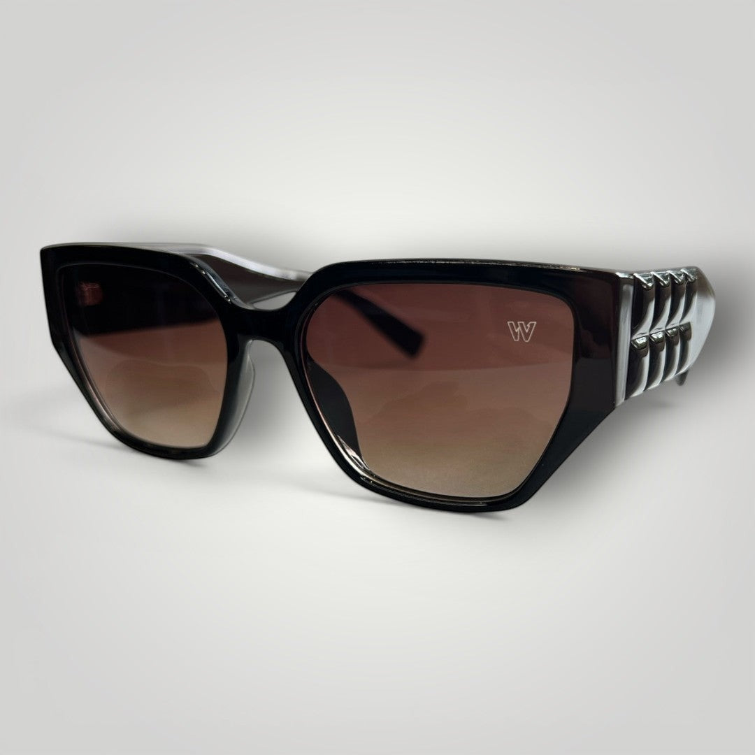 Óculos de sol W One Brand Store quadrado em acetato marrom escuro com lentes marrons e proteção UV400