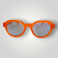 Óculos de sol W One Brand Store redondo em acetato laranja com lentes azuis e proteção UV400