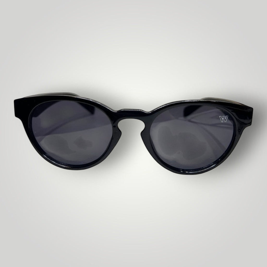 Óculos de sol W One Brand Store redondo retrô em acetato preto com lentes degradê e proteção UV400