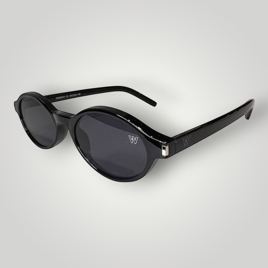 Óculos de sol W One Brand Store redondo em acetato preto com lentes fumê e proteção UV400