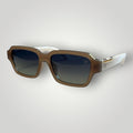 Óculos de Sol Retangular em Acetato Nude com Branco vista frontal