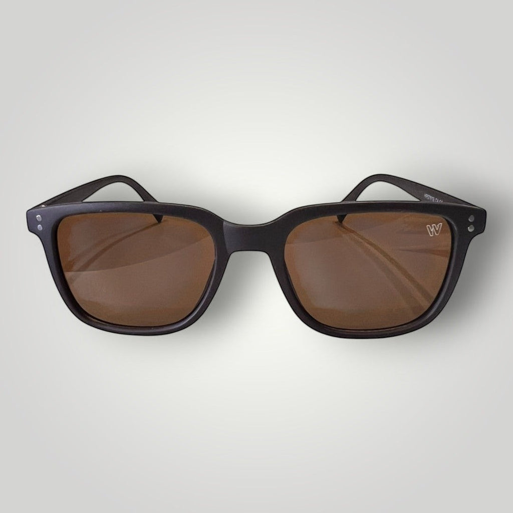 Óculos de sol W One Brand Store quadrado em acetato marrom fosco com lentes marrons e proteção UV400