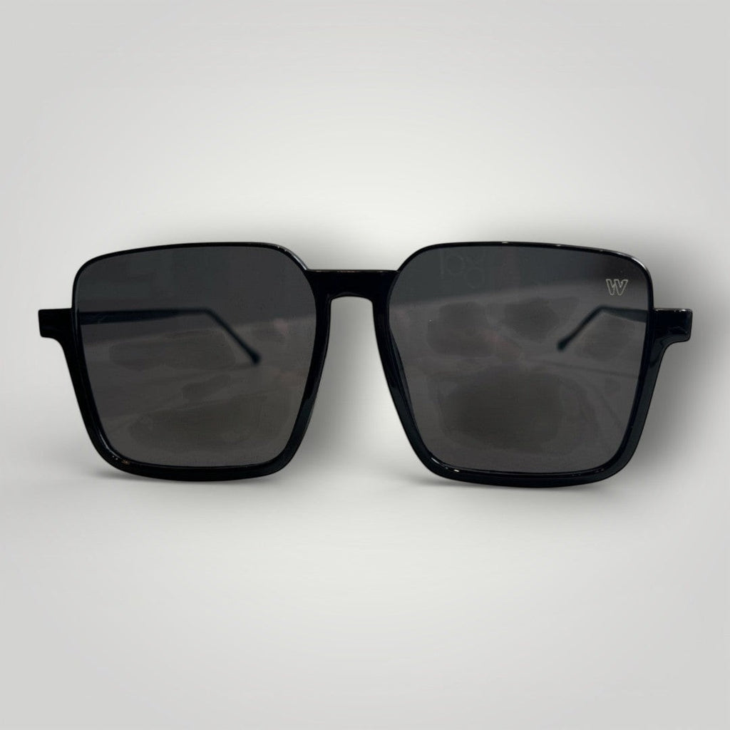 Óculos de Sol Quadrado Maxi em Acetato e Metal detalhe da armação e das lentes