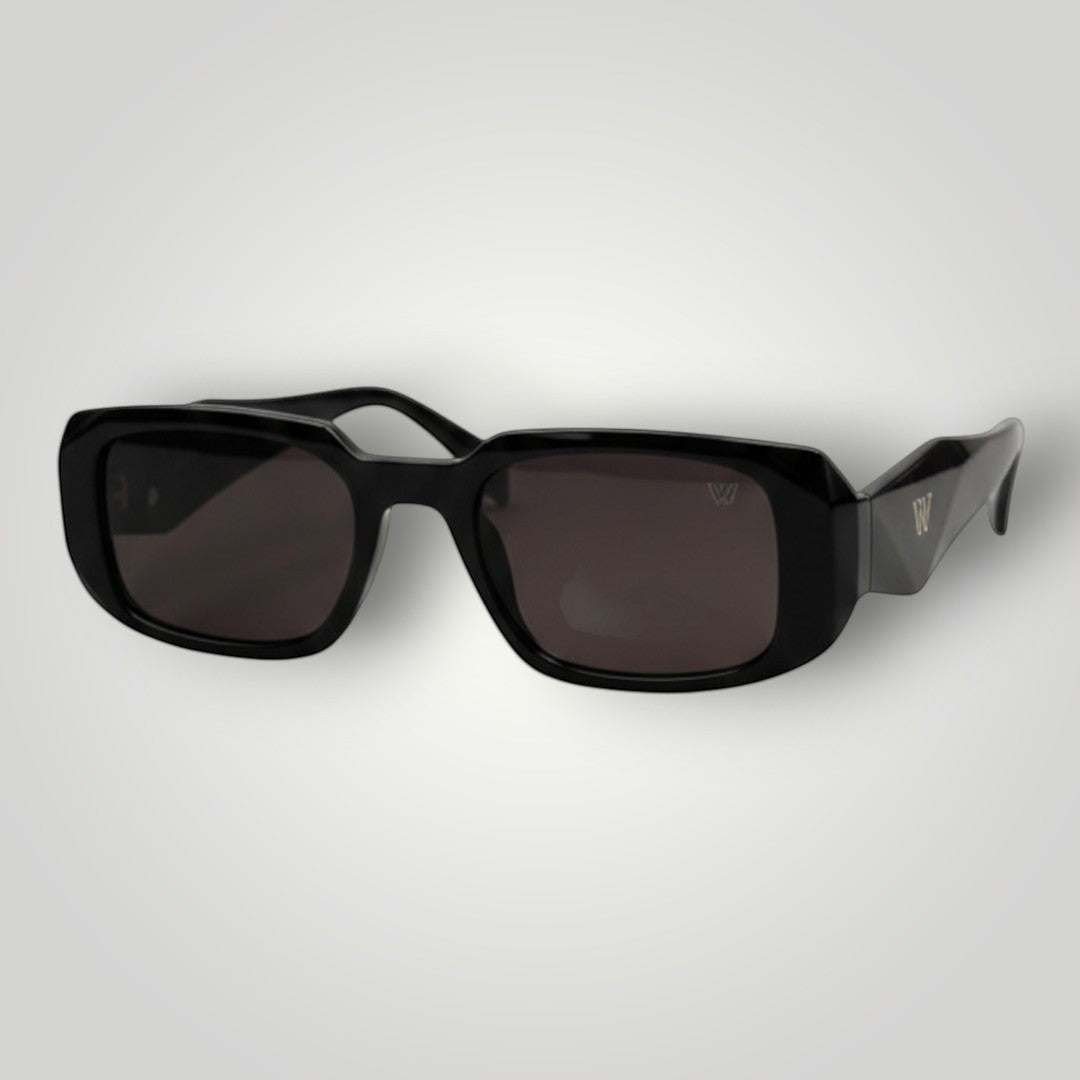 Óculos de sol W One Brand Store retangular Diamond Premium preto com proteção UV400 e design elegante