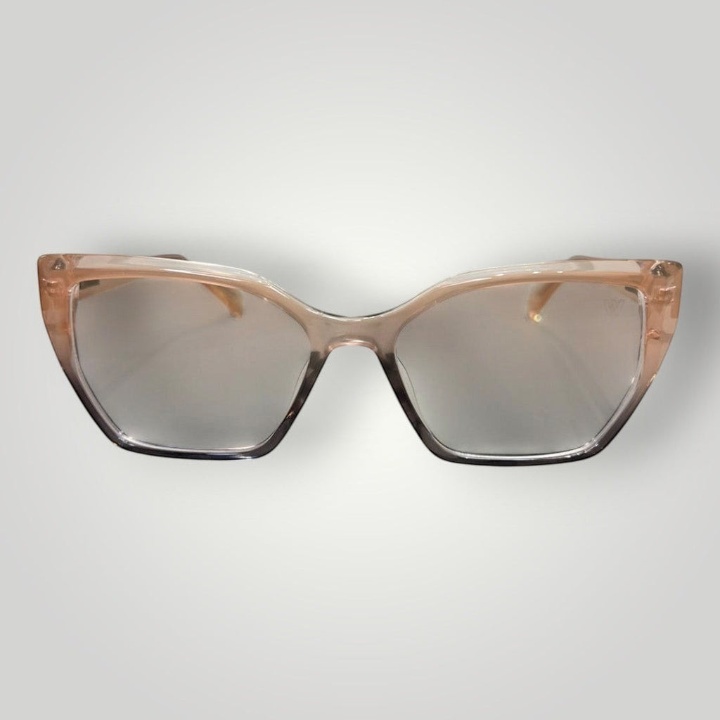 W One Brand Store clear pink cat-eye acetate eyeglasses with a smoky gradient.