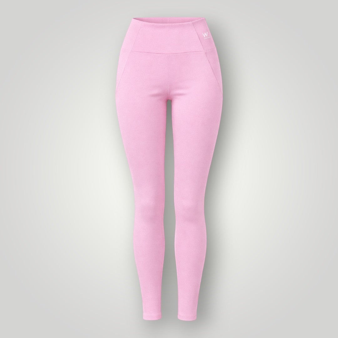 W One Brand Store ballet pink polyamide leggings with knife pocket, ideal for fitness and everyday wear.